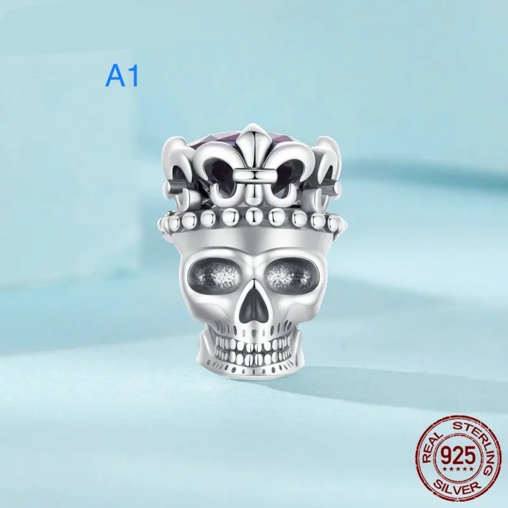 🔥SALE! 1 Scull Purple Brain Sterling Silver 925 Charm